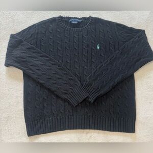 VGT  Ralph Lauren Blue Label Womens Navy 100% Cotton Cable Knit Sweater Sz XL